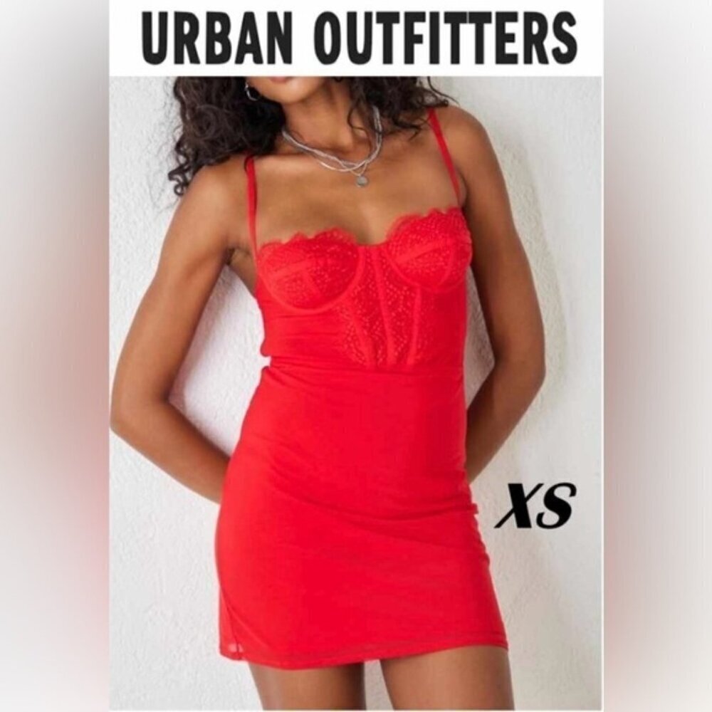 Urban Outfitters - Women's Modern Love Corset Dress - Red. Size: XS. NIB. (1483)